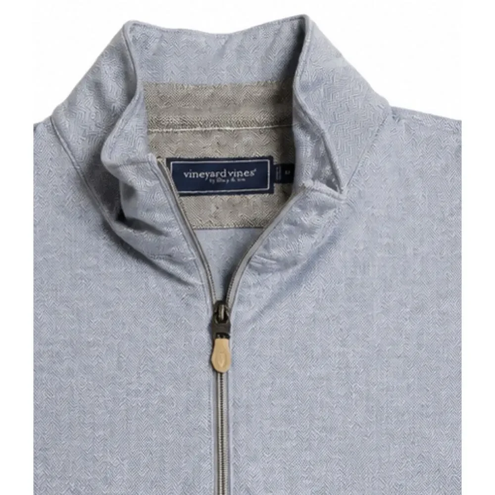 Vineyard Vines 1/4 Zip Pullover Mens M Blue Herringbone Performance Sweater
